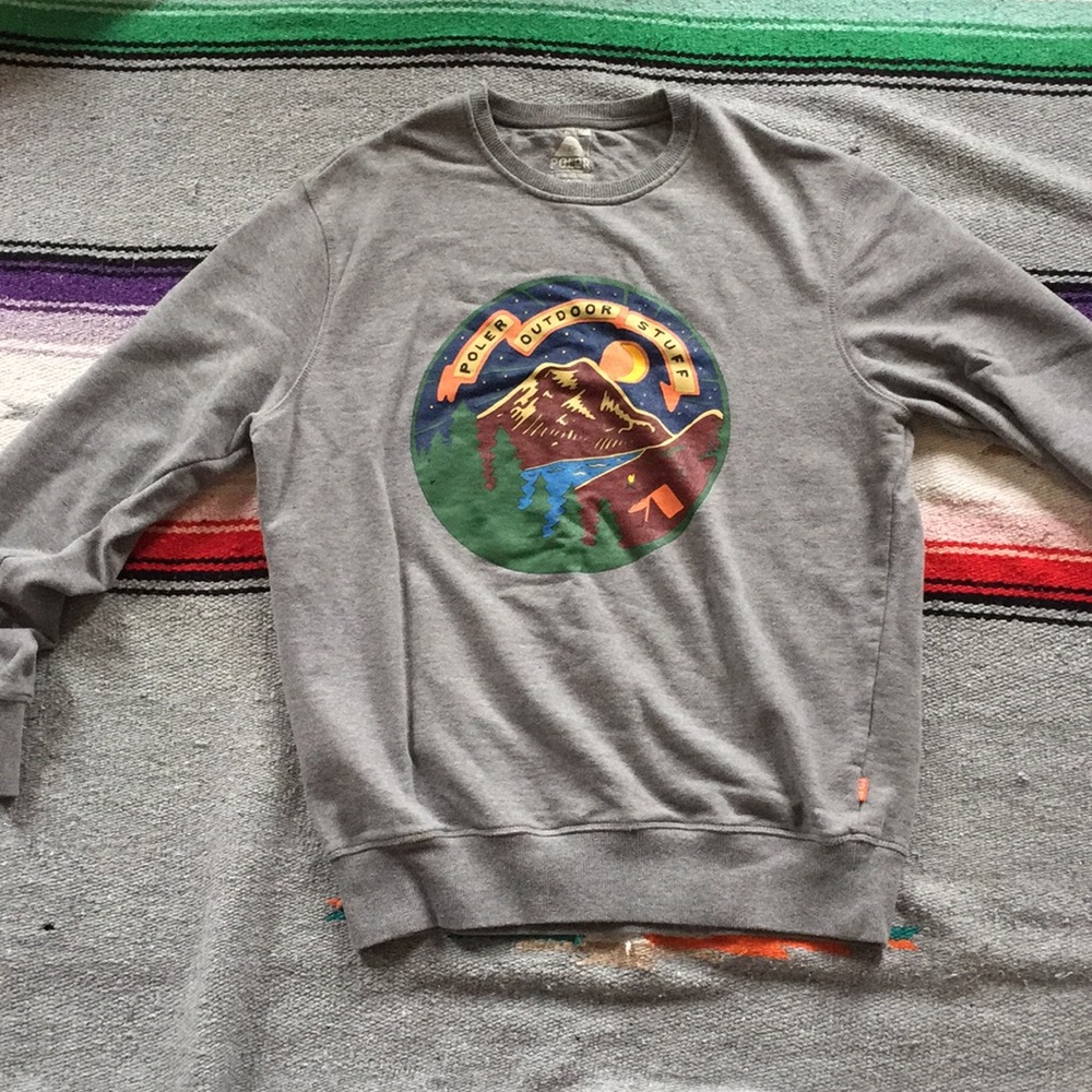 Poler Outdoor Stuff Crewneck Sweatshirt size large